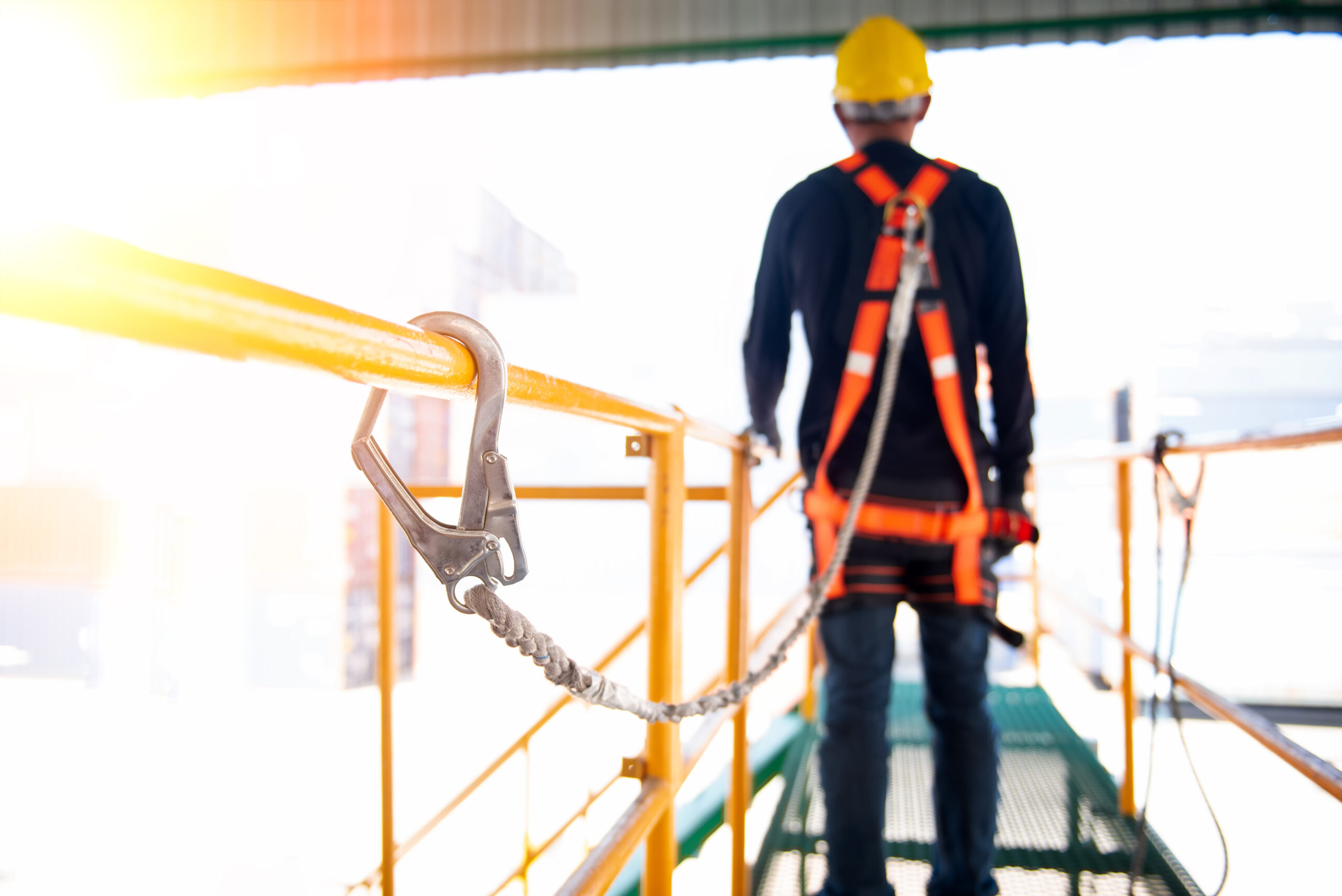 Construction,Worker,Use,Safety,Harness,And,Safety,Line,Working,On